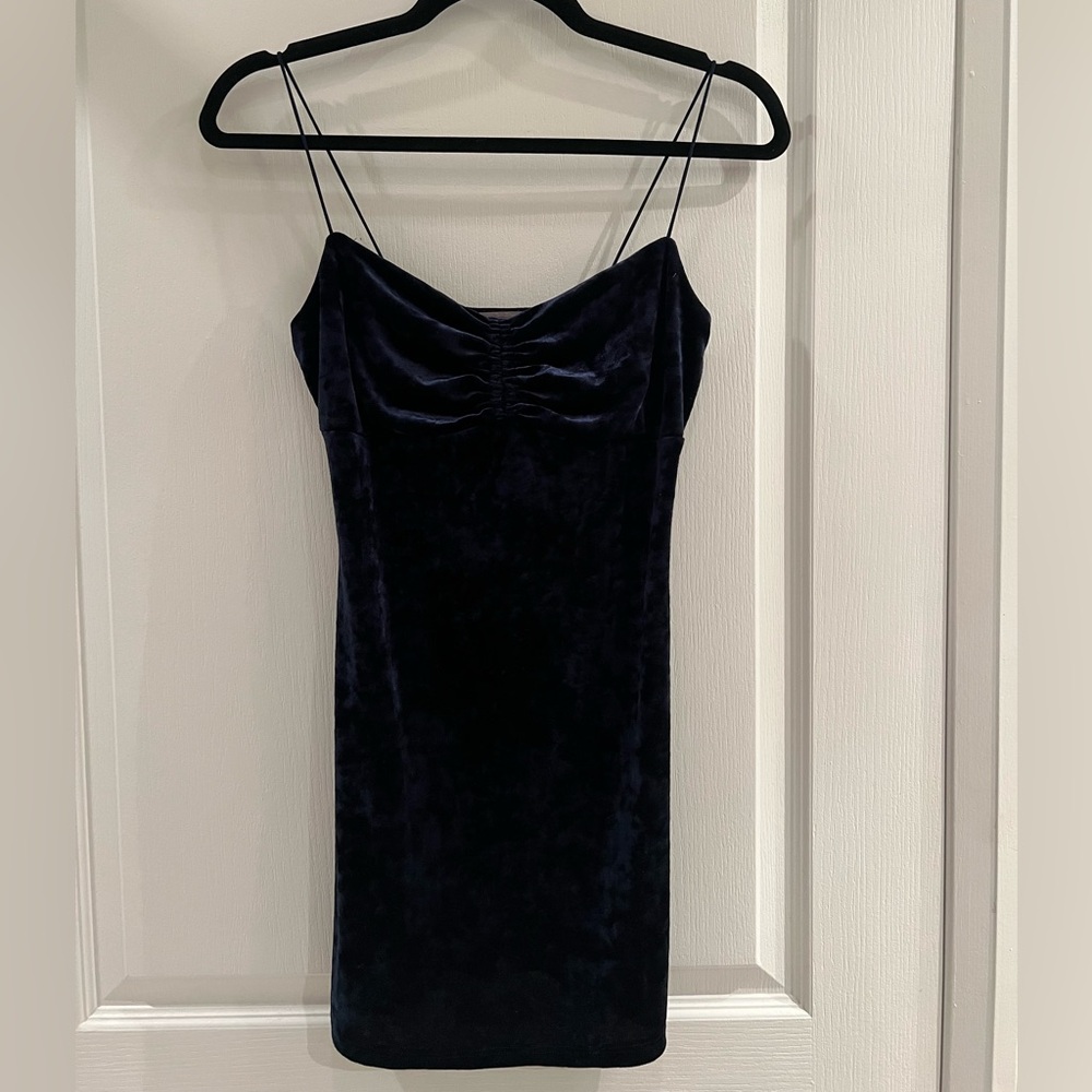Urban Outfitters Navy Velvet Mini Dress XS
